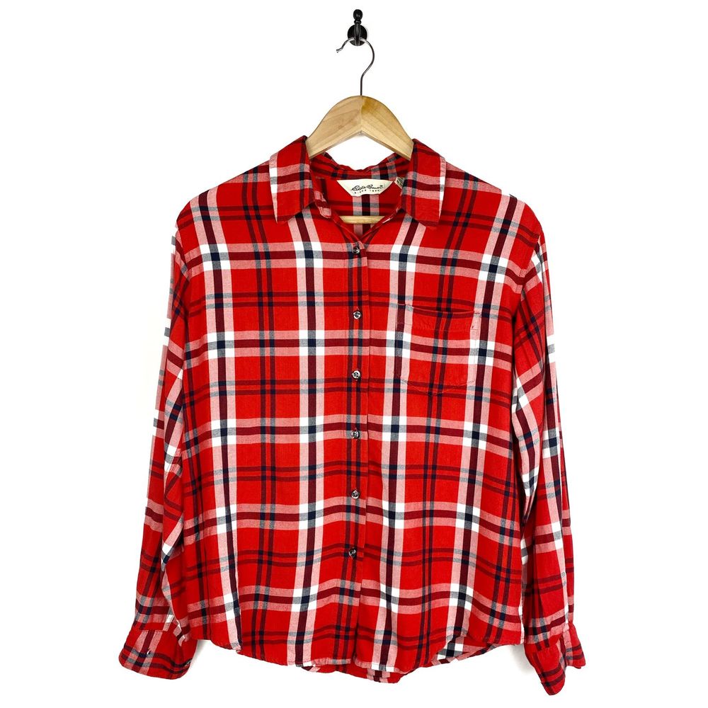 Eddie Bauer Plaid Flannel Button-Down Shirt Medium